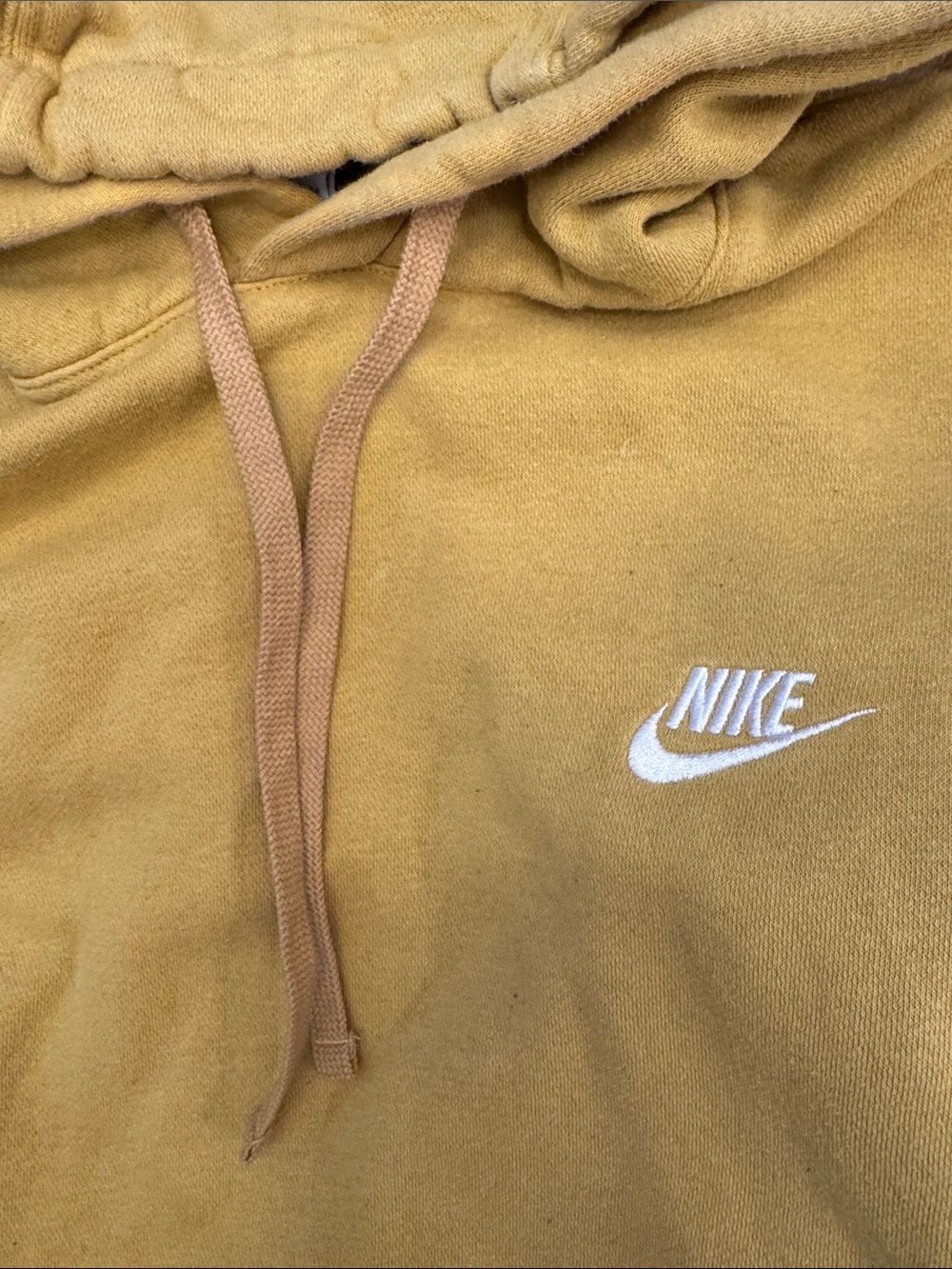 Nike Yellow-Gold Pullover Hoodie with White Swoosh